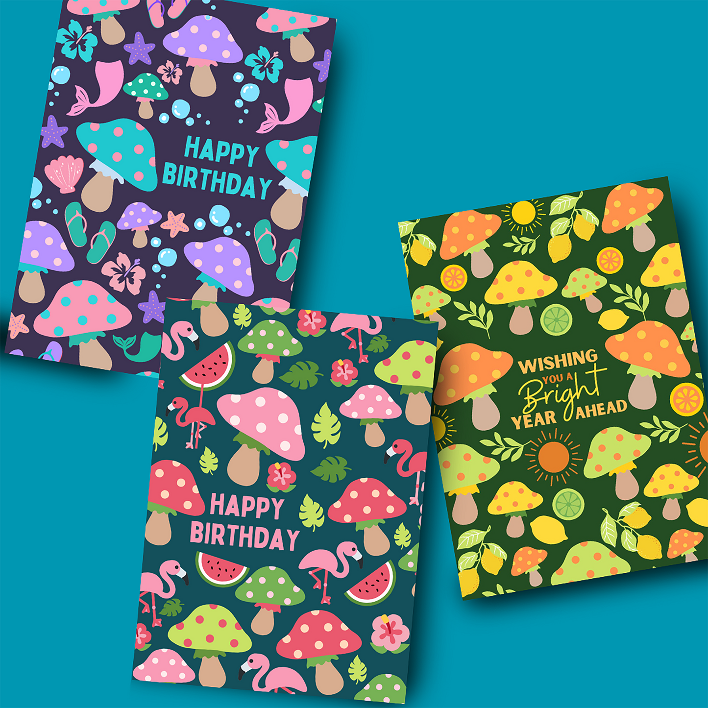 Mushroom Birthday Card Set