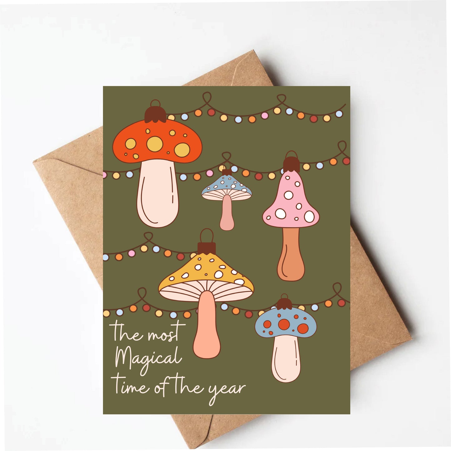 Retro Mushroom Christmas Card