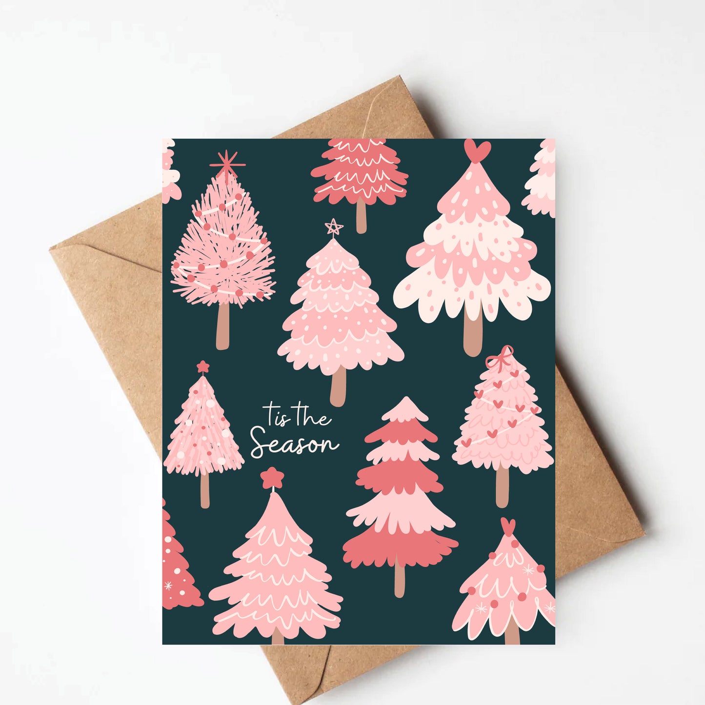 Pink Tree Christmas Card