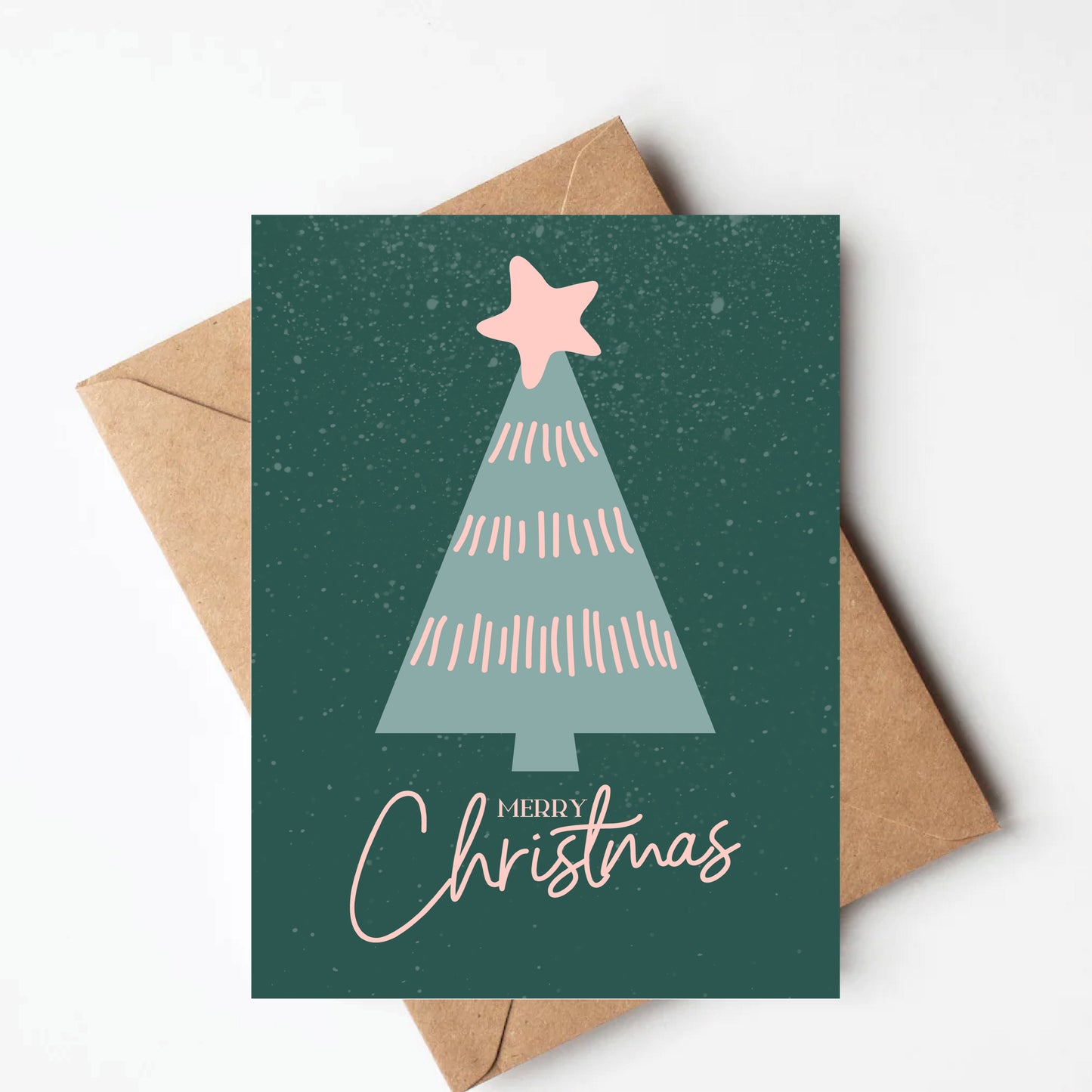 Teal Tree Christmas Card