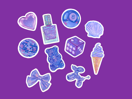 Purple Aesthetic Sticker Pack (10 stickers)