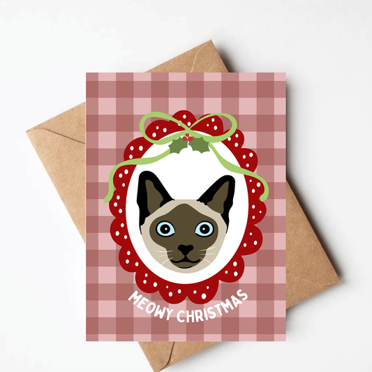 Siamese Cat Christmas Card