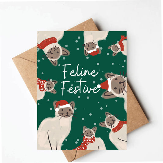 Siamese Cat Christmas Card