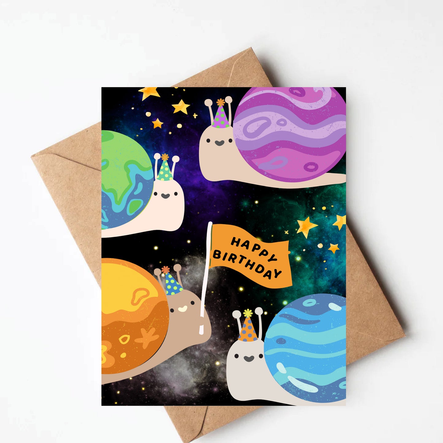 Space Snail Birthday Card