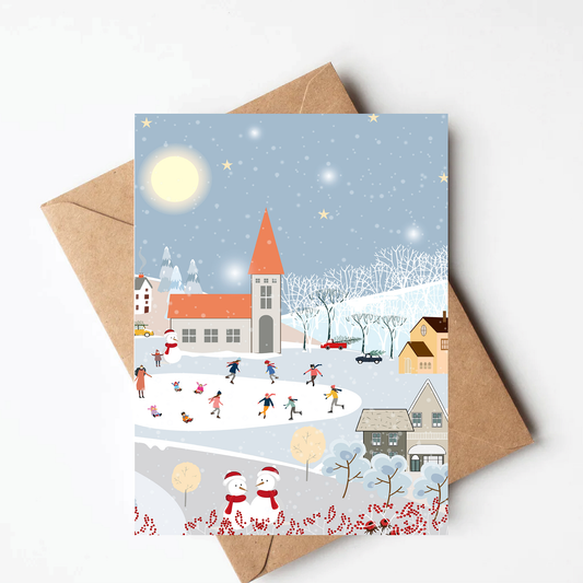 Snowy Village Christmas Card