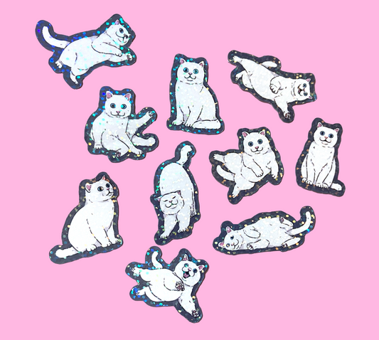 Mini White Cat Stickers